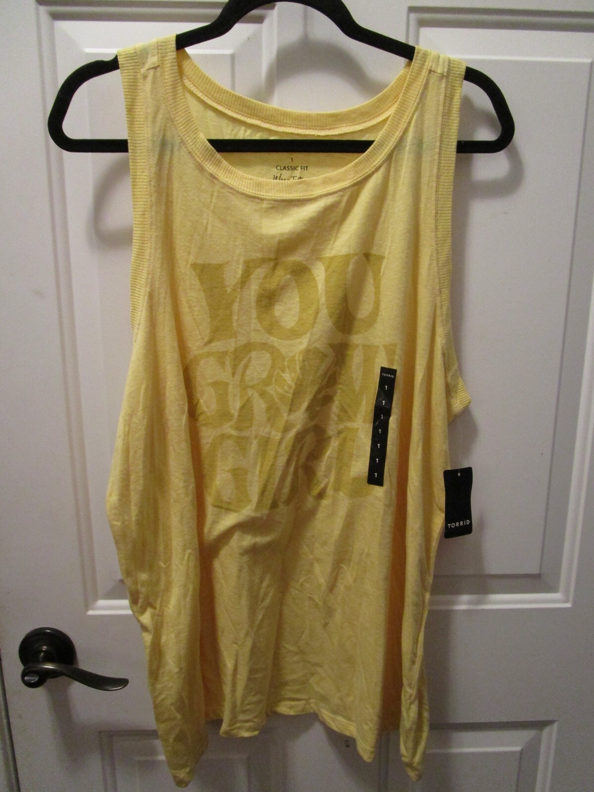 TORRID TRIBLEND JERSEY YOU GROW GIRL VINTAGE YELLOW TANK TOP SIZE 1 (1X/14-16)