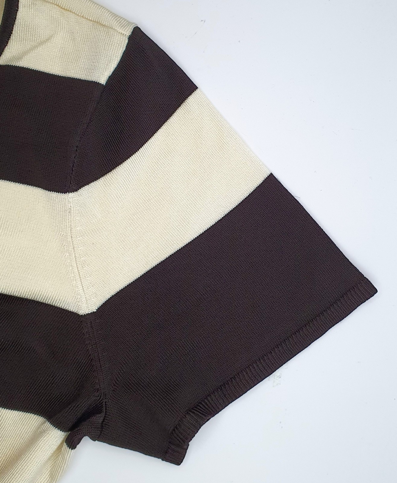 Lauren T-shirt Women’s XL Blk & Cream Striped Blended Fabric Scoop Neck Vintage