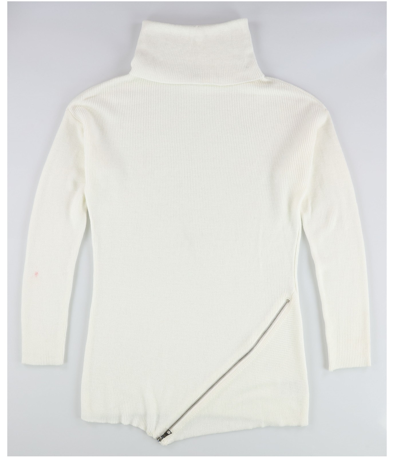 bar III Womens Zipper Tunic Sweater, white, S