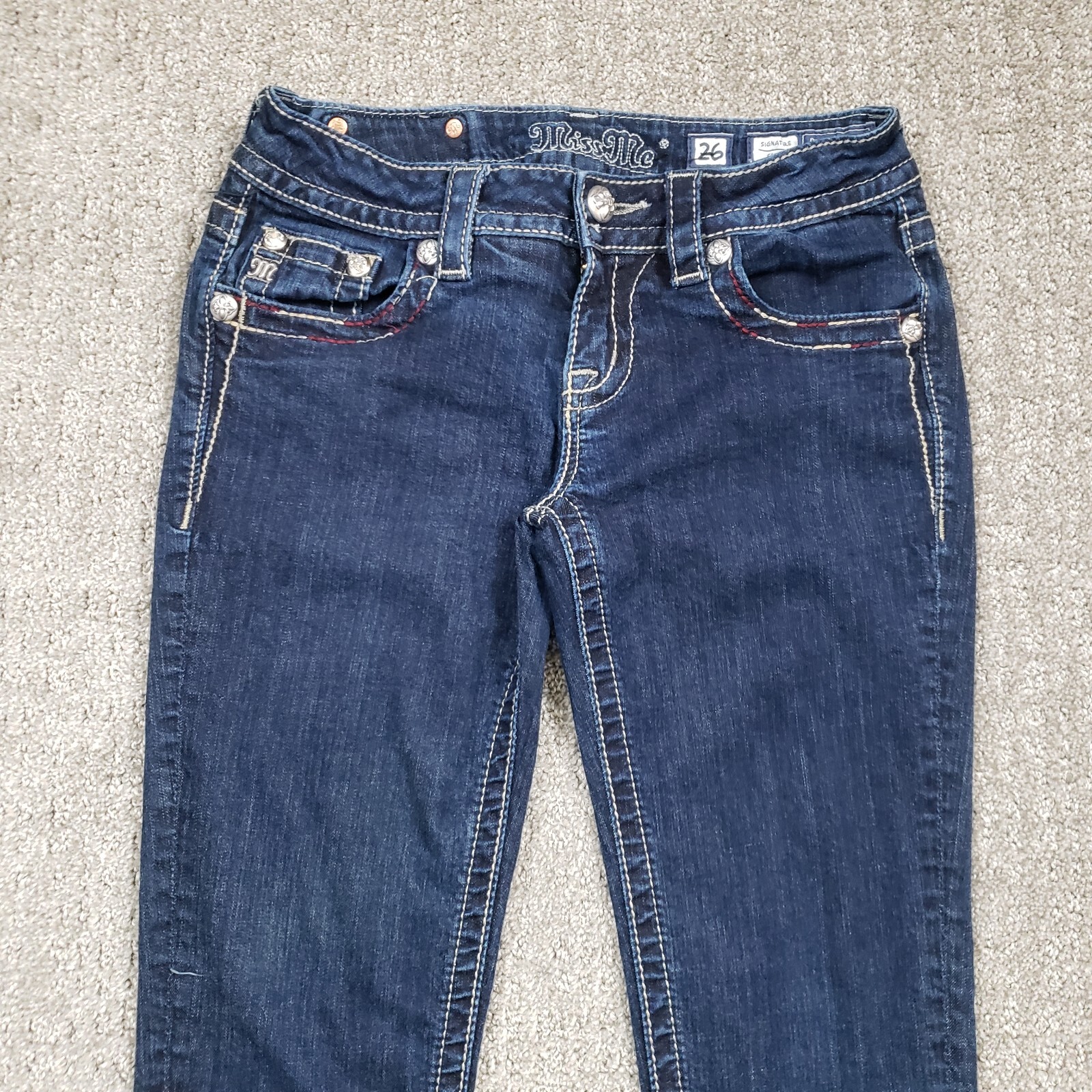 MISS ME Jeans size 26 Blue Dark Signature Skinny Western Bling Y2k 26×31