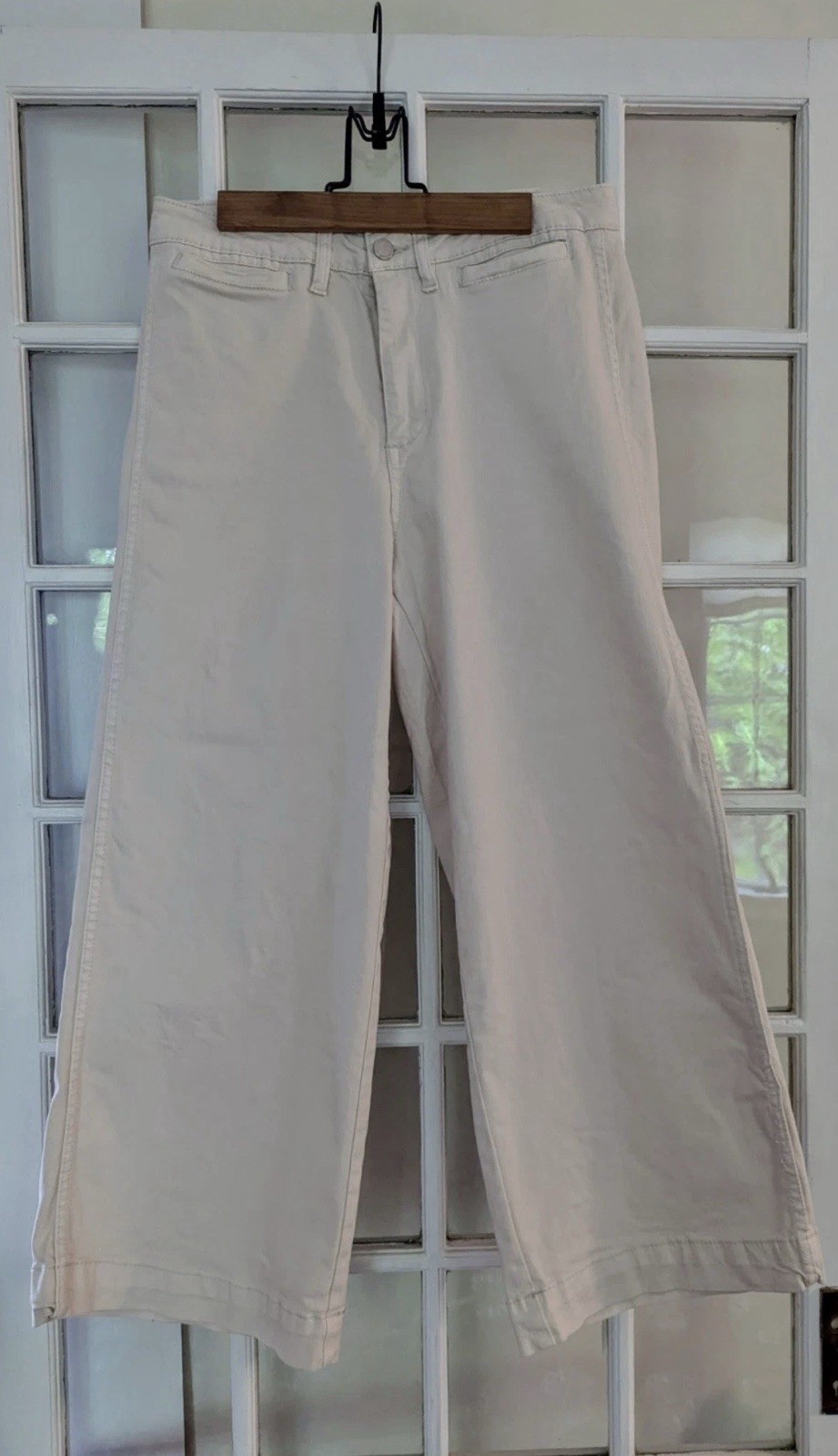 Oat wide-legged ankle jeans, high rise, off-white, size 4/27