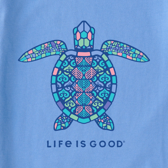 NWT Women’s Life is Good Mandala Turtle Blue Sleeveless High-Low Crusher Tank