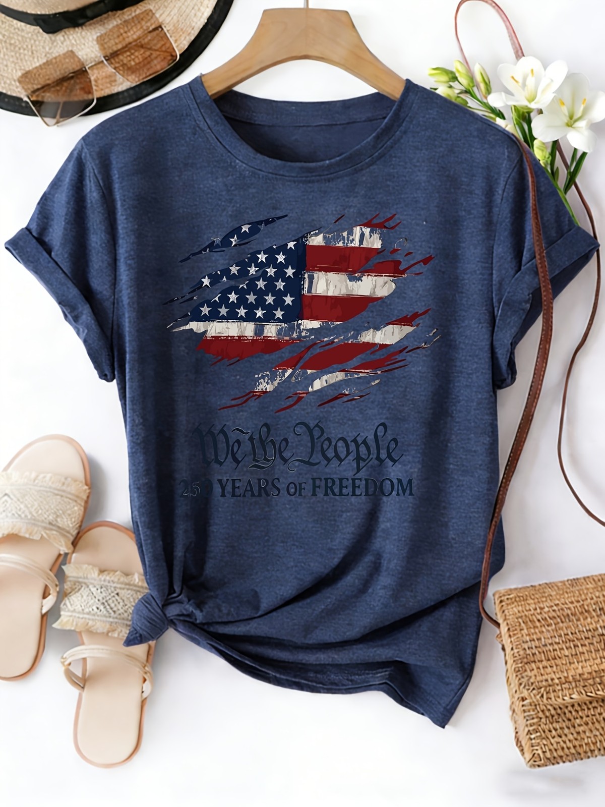 Women “We The People 250 Years of Freedom 250th”Anniversary USA T-shirt Tops ❀