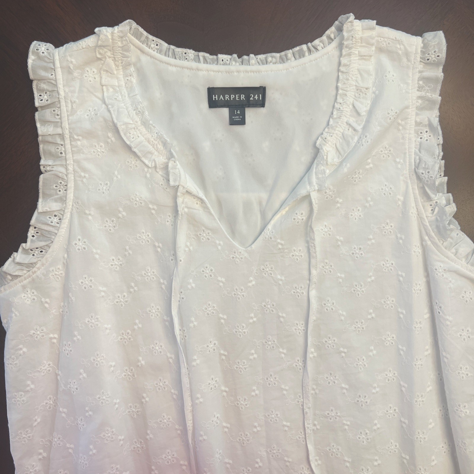 NWT Harper 241 White Eyelet Shift Dress Ruffle Graduation Beach Portraits Sz 14