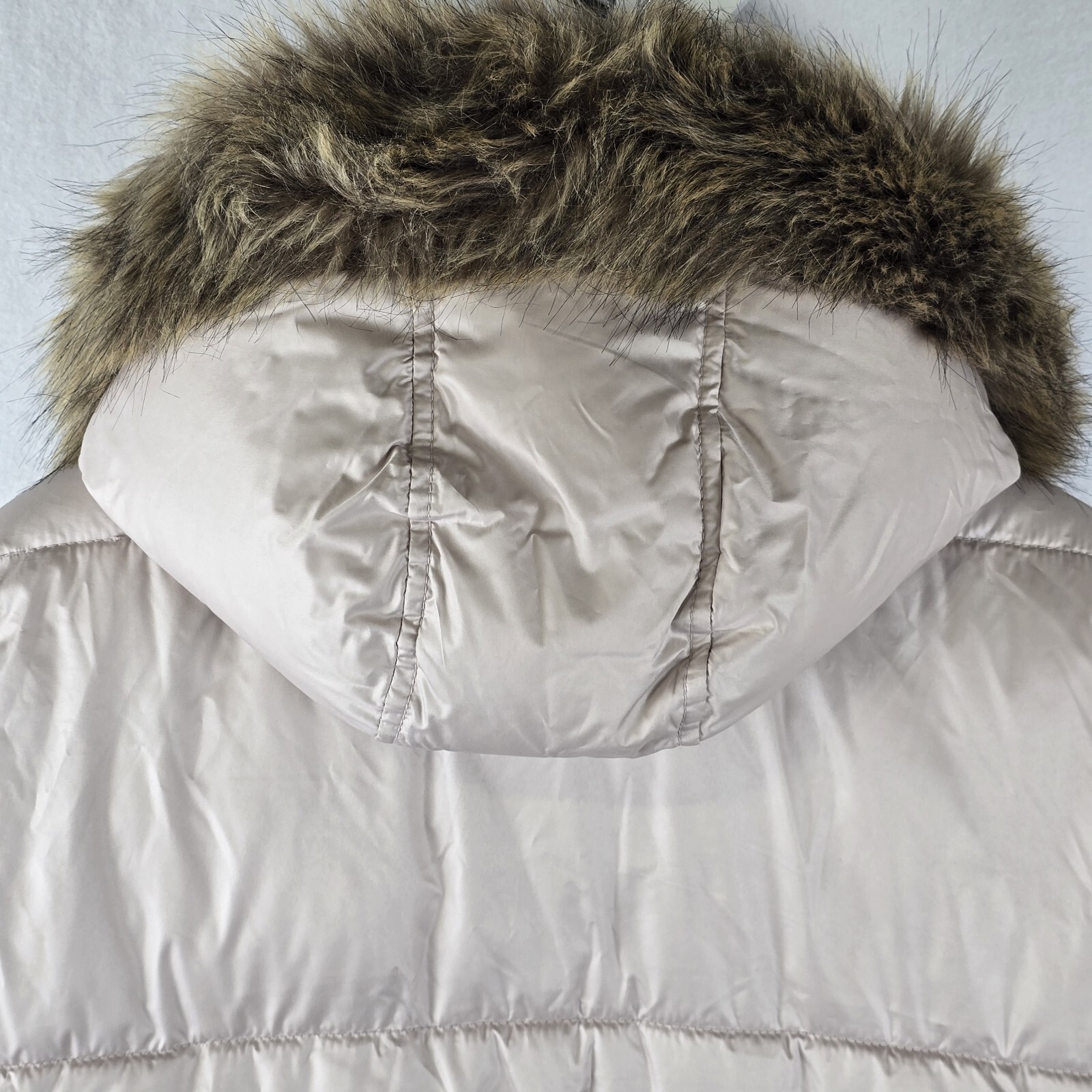 Old Navy Large Water Resistant Frost Free Long Puffer Jacket Fur Hood Blush Boho
