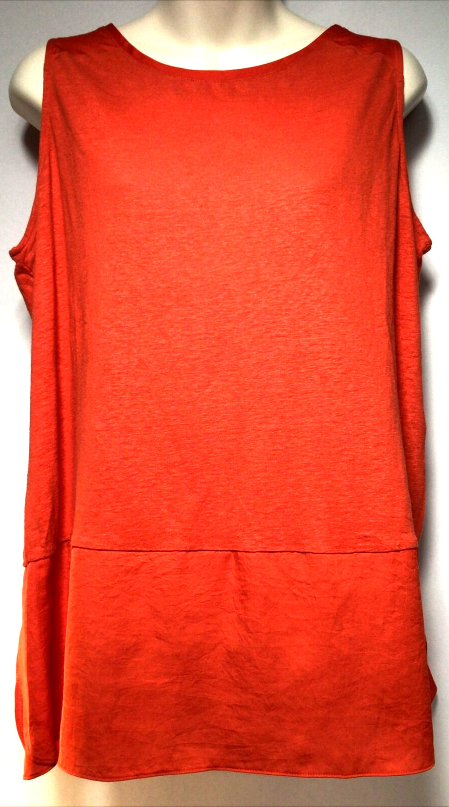 Women’s Size 2 (Large) CHICO Sleeveless Orange Shirt, NWT 55% Linen 45% Rayon