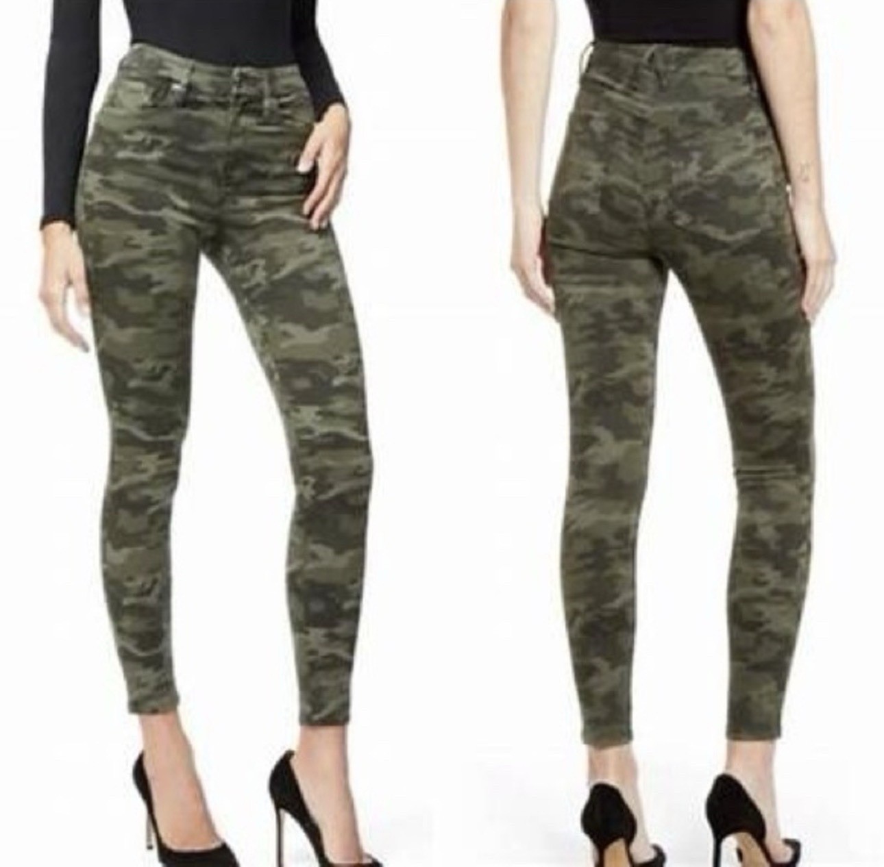 Good American Good Waist Skinny Jeans 6 / 28 Camo Print Stretch High Rise Pants