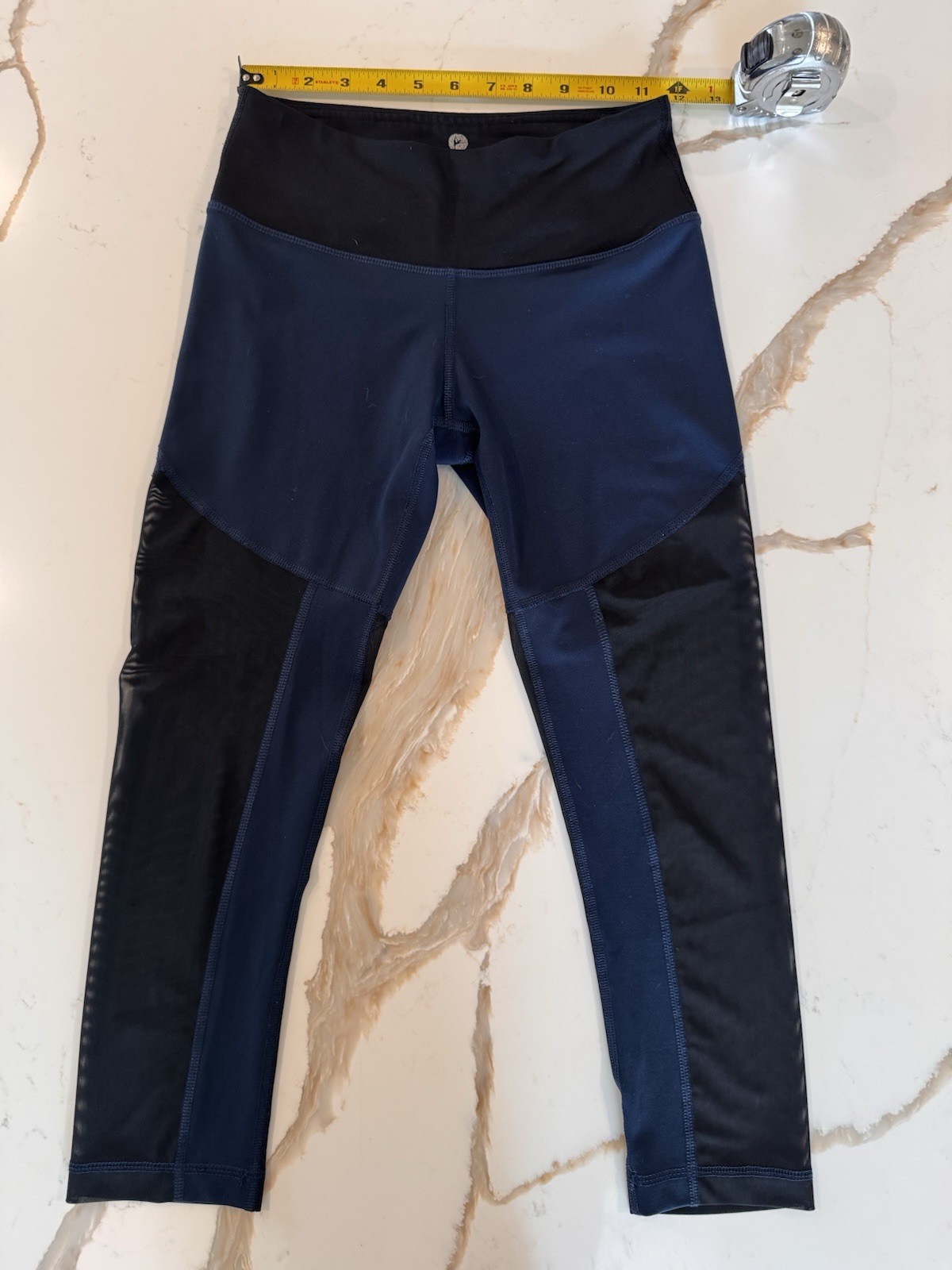 90 Degree by Reflex Leggings XS Navy Black Mesh High Rise Cropped Activewear