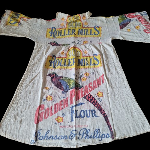 Flour Sack Dress Pheasant Vintage Look Feed Sack Garden Hippie Boho One Size
