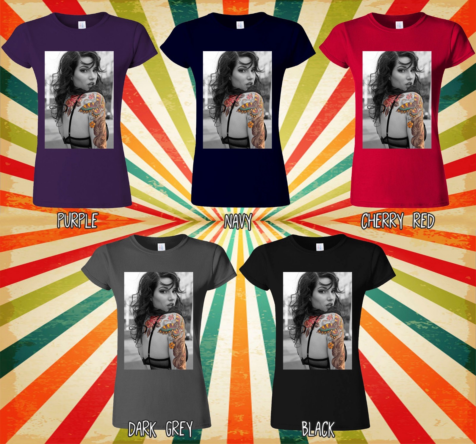Sexy Tattoo Girl Butterfly Novelty Men Women Vest Tank Top Unisex T Shirt 1486