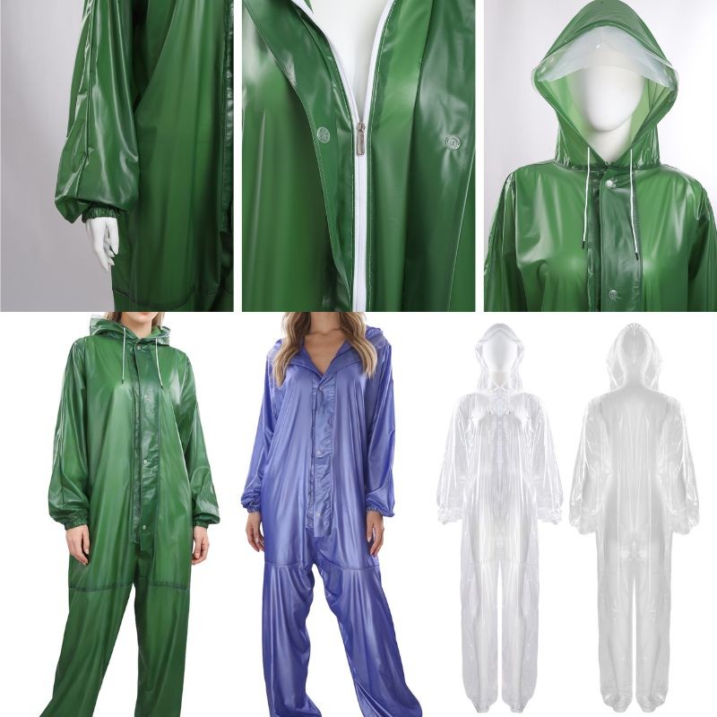 US Unisex Adults Workwear Waterproof Jumpsuit Zipper Raincoat Hooded Gardening