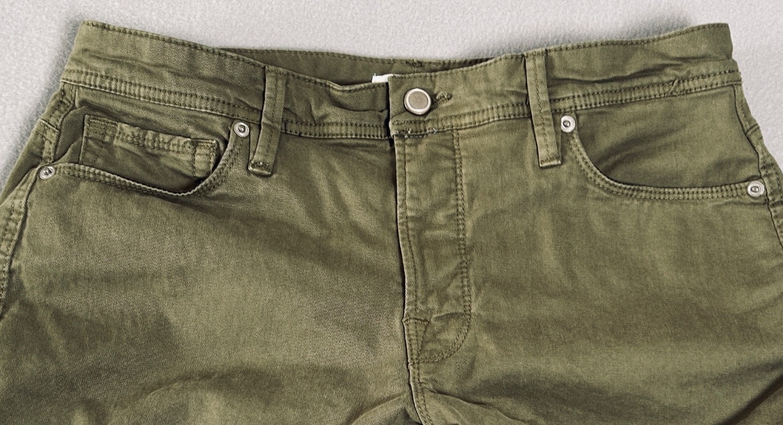 Good American Jeans Women Size 4 / 27 Green Cargo Skinny Zip Bottom EXCELLENT