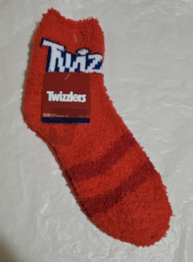 Twizzlers Fuzzy Red Socks Fits Adult Shoe Sizes 4-10 New
