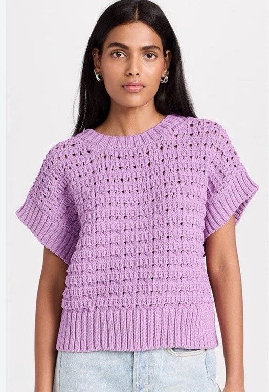 Varley Sz XL Women’s Fillmore Knit Purple Top Vest Sweater Pullover Vacation