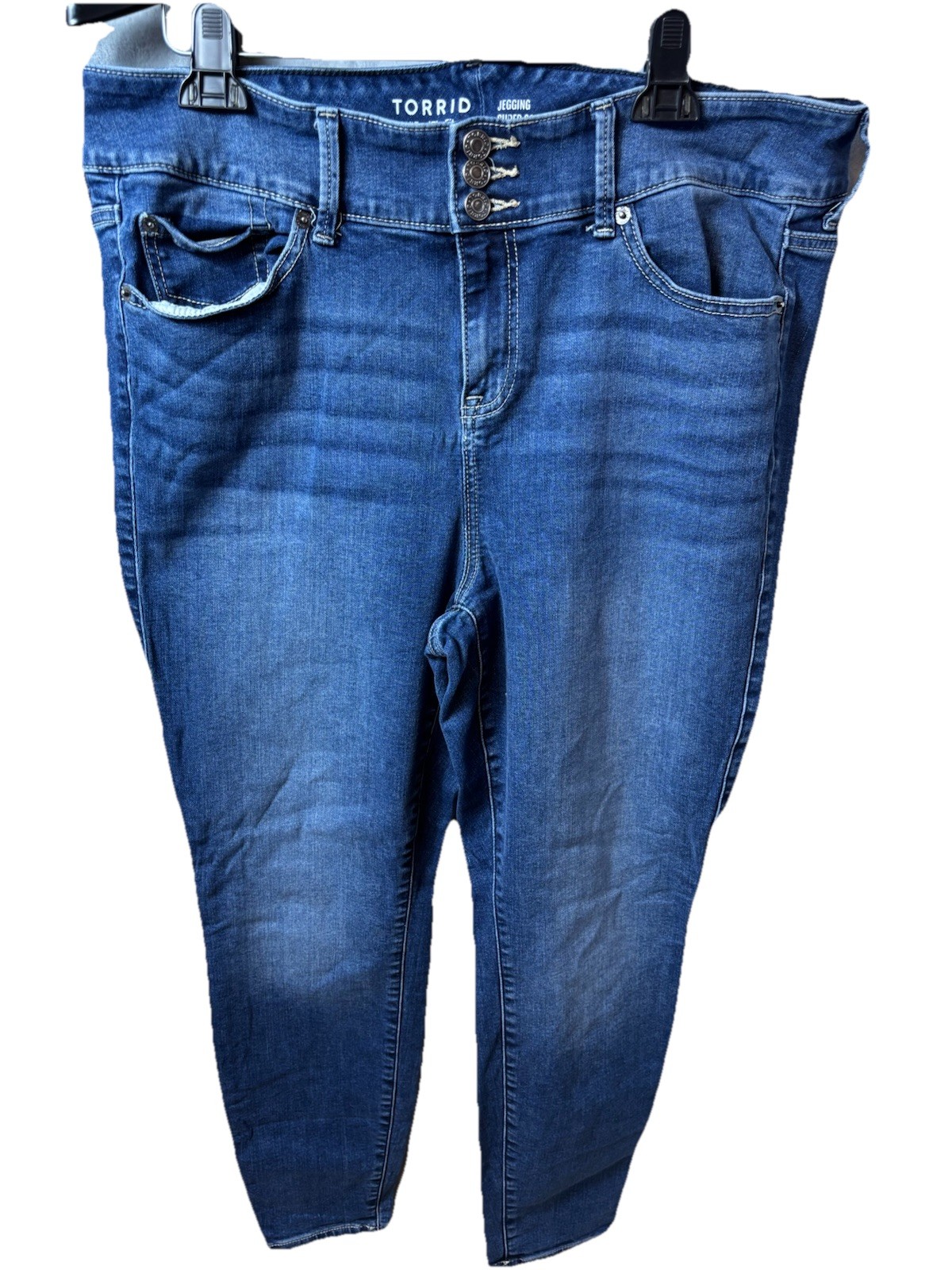 Torrid Woman’s Jeggings Size 18 R Medium Blue Zip And Button Fly Jeans Stretch
