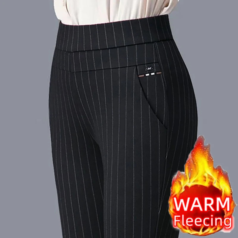 Thin & Thick Warm Winter Pencil Pants Womens Snow Plush Strench Lady OL