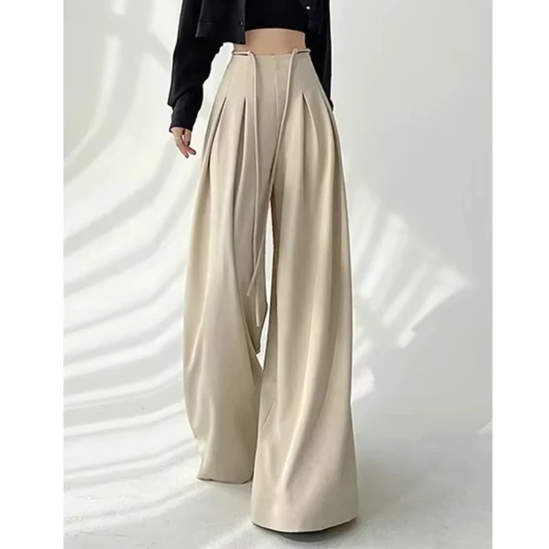 Streetwear Wide Leg Pants Women Korean Black High Waist Suit Pants Summer Fashio