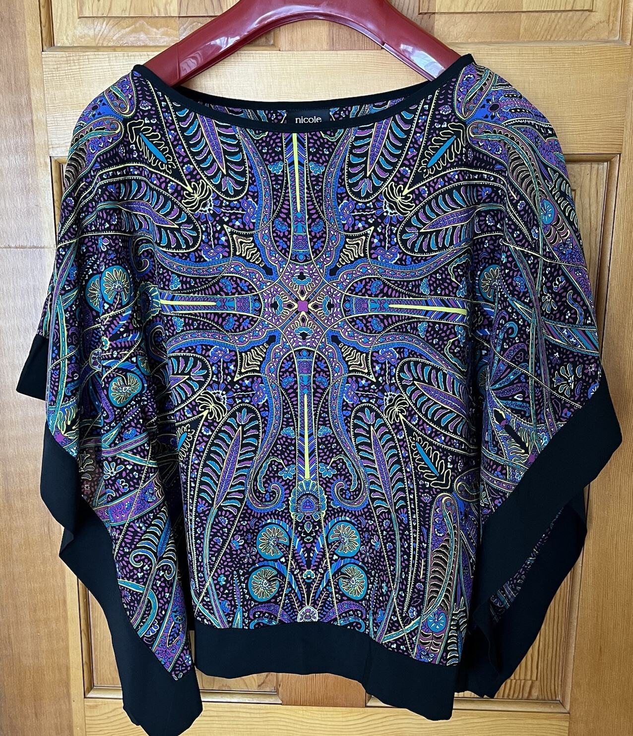 Nicole Miller Paisley Tunic Sz XS Flowy Whimsigoth Charmed Celestial Witchy