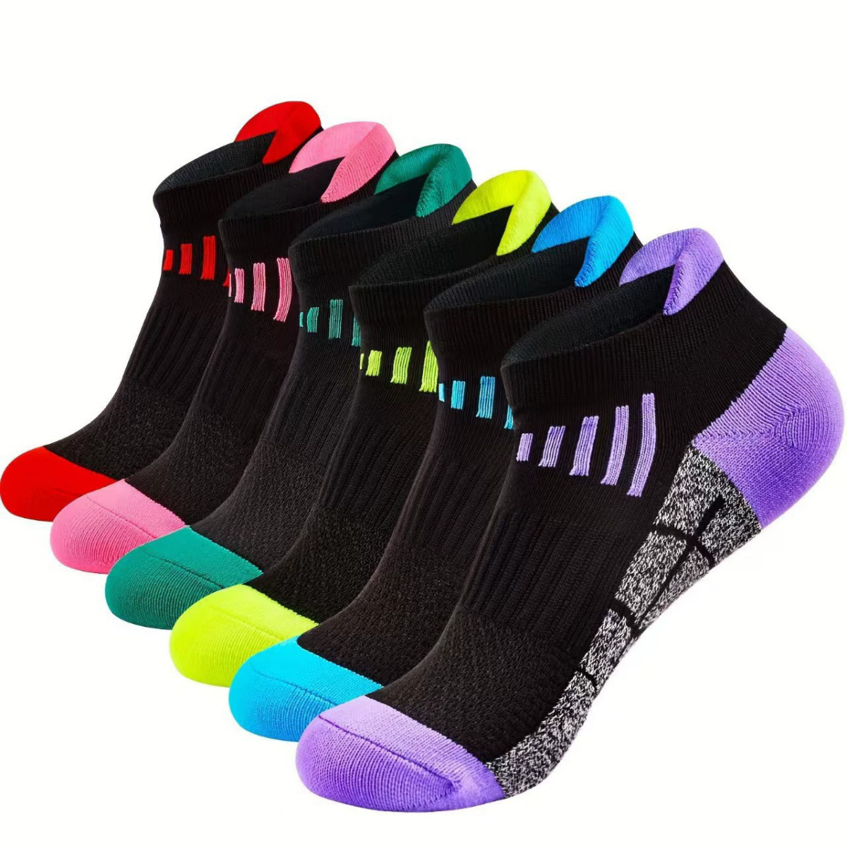 6Pairs Low Cut Ankle Athletic Sport Casual Women Mesh Solid Classic Cotton Socks