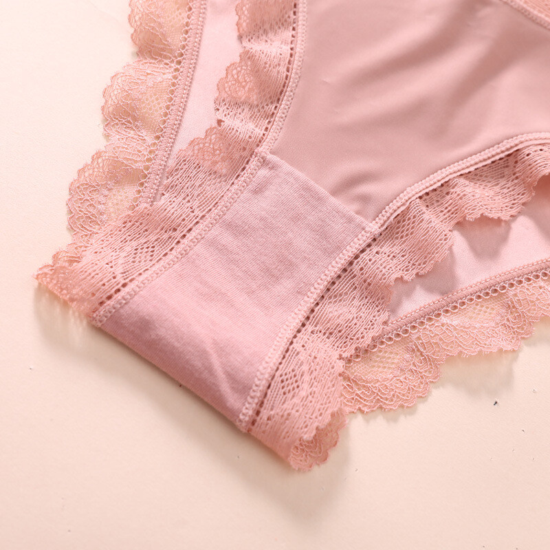 5PCS/LOT Sexy Womens Satin Panties Briefs Lace Trim Underwear Lingeries Hipster