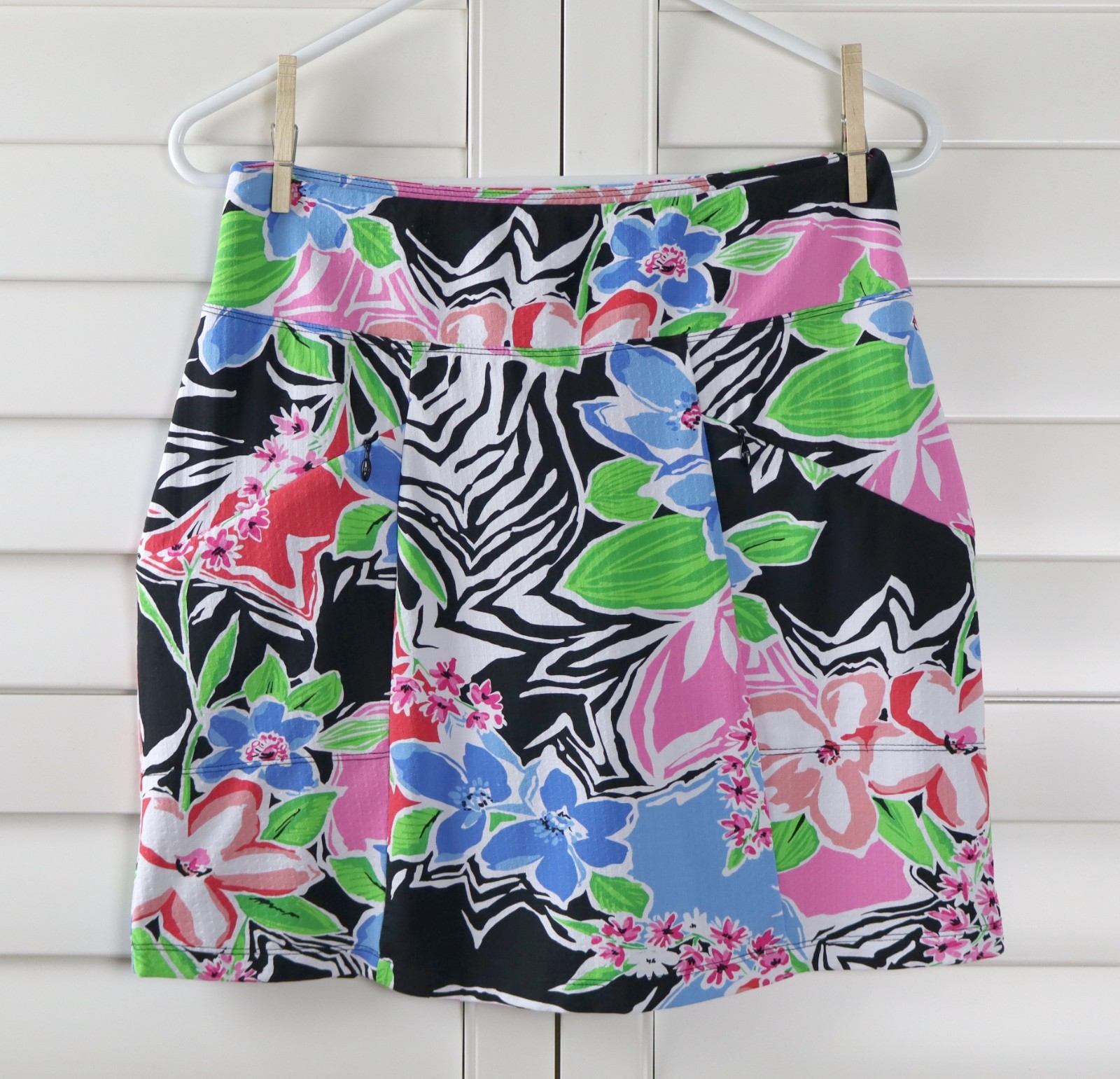 IBKUL $101 Zebra Floral Print Athletic Casual Shorts Skirt Skort Size XS