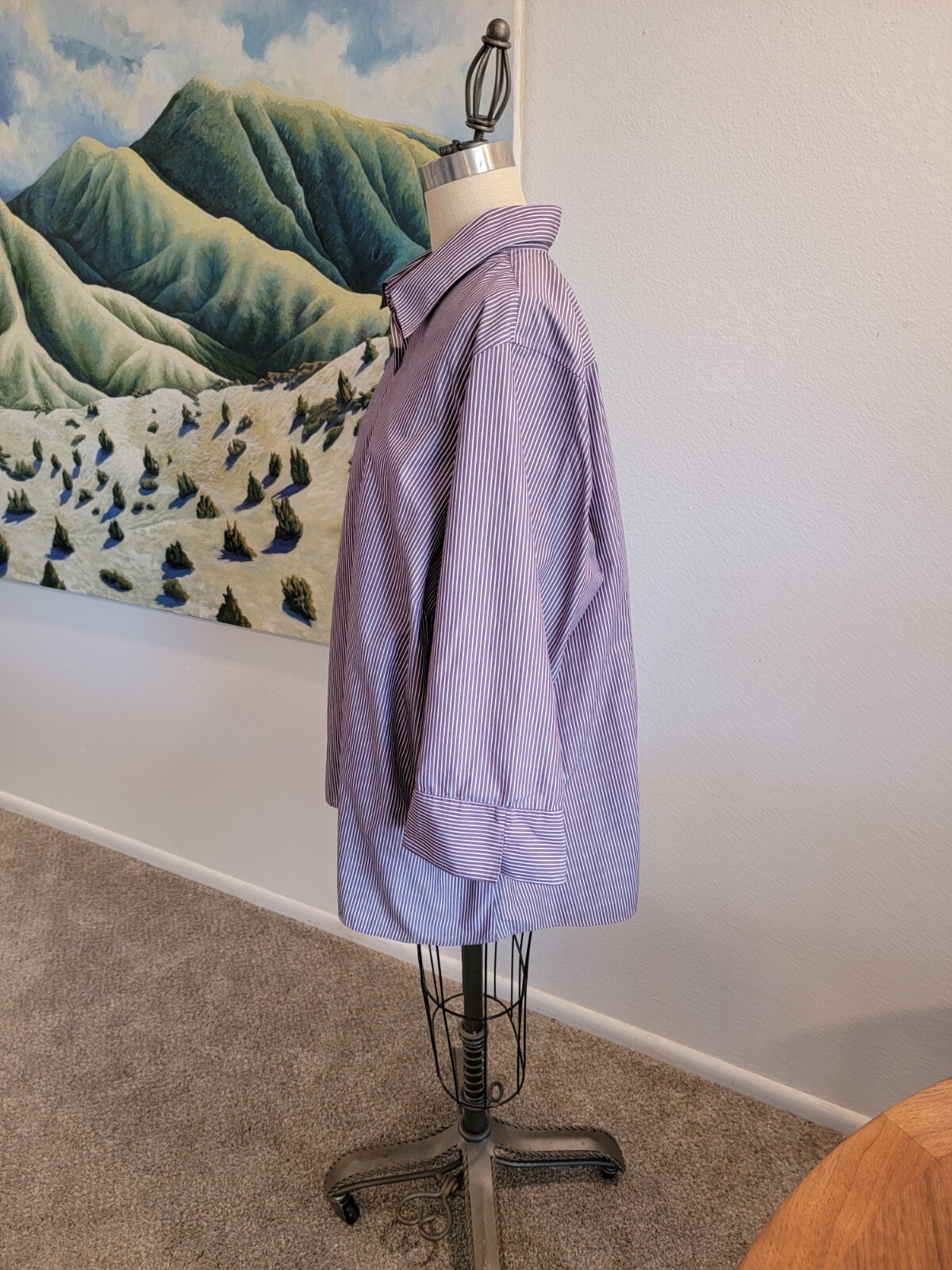Lands’ End Women’s Plus Size Button Down Top Wrinkle Free Broadcloth Striped