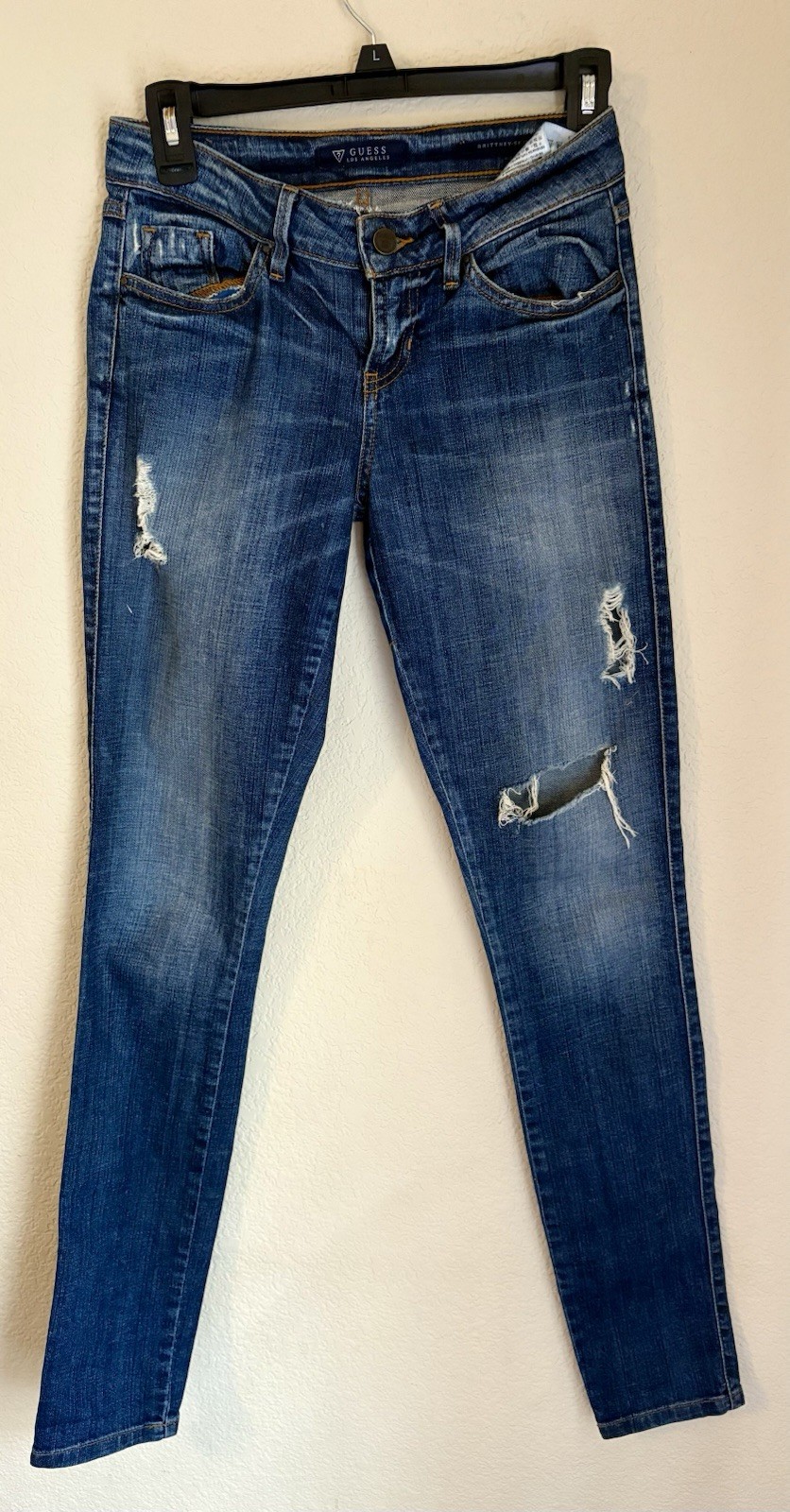 GUESS Brittney Skinny Jeans Womens Distressed Stretch Denim Medium Wash Sz 25