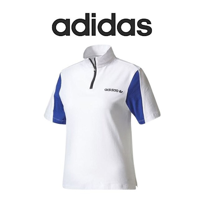NWT – ADIDAS AR TEE Women’s BR0287 White/Royal Blue S/S 1/2-ZIP ACTIVE SHIRT – L
