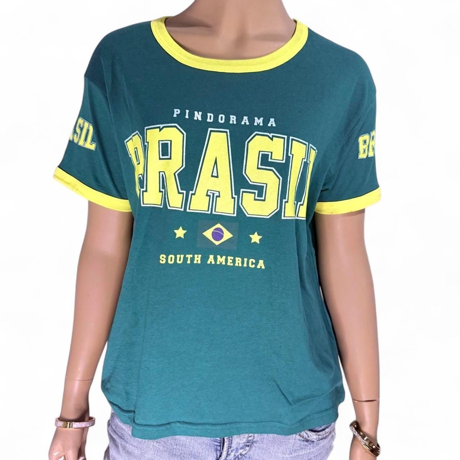 On Fire Brand New Brazil Graphic Ringer Tee World Cup Brasil Size XL