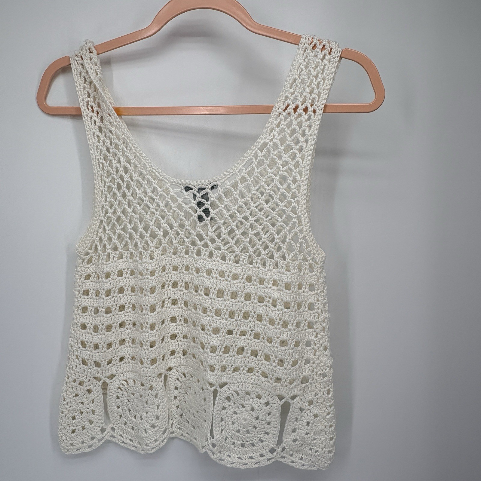 Crochet Granny Square Tank Top Small Charlotte Russe Hippie Boho Retro Beach