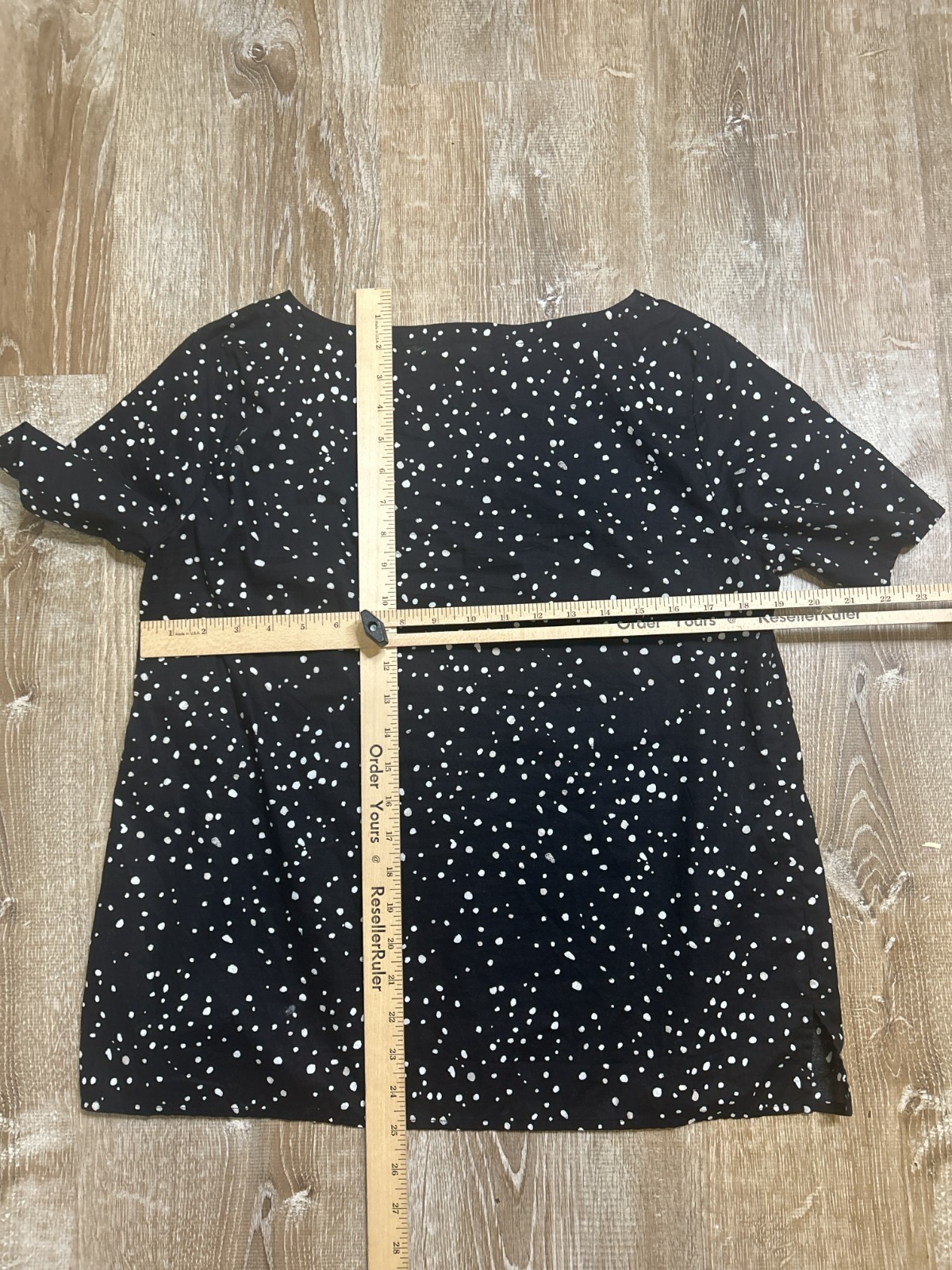 Eileen Fisher Blouse Women S Black White Organic Cotton Dot Printed Short Sleeve