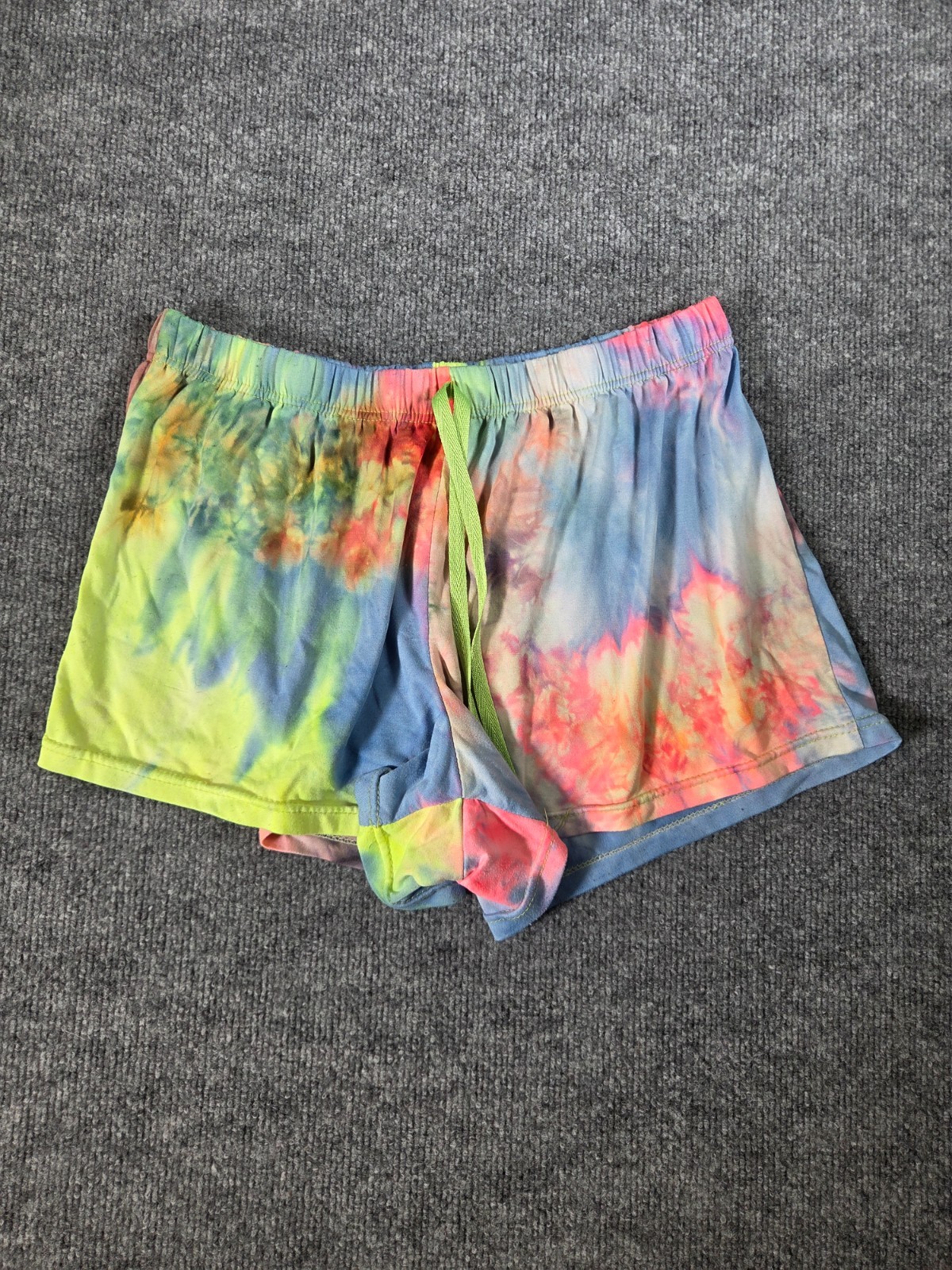 Women Tie Dye Pajama Sleep Short Sz L Multicolor Elastic Waist Casual Loungewear
