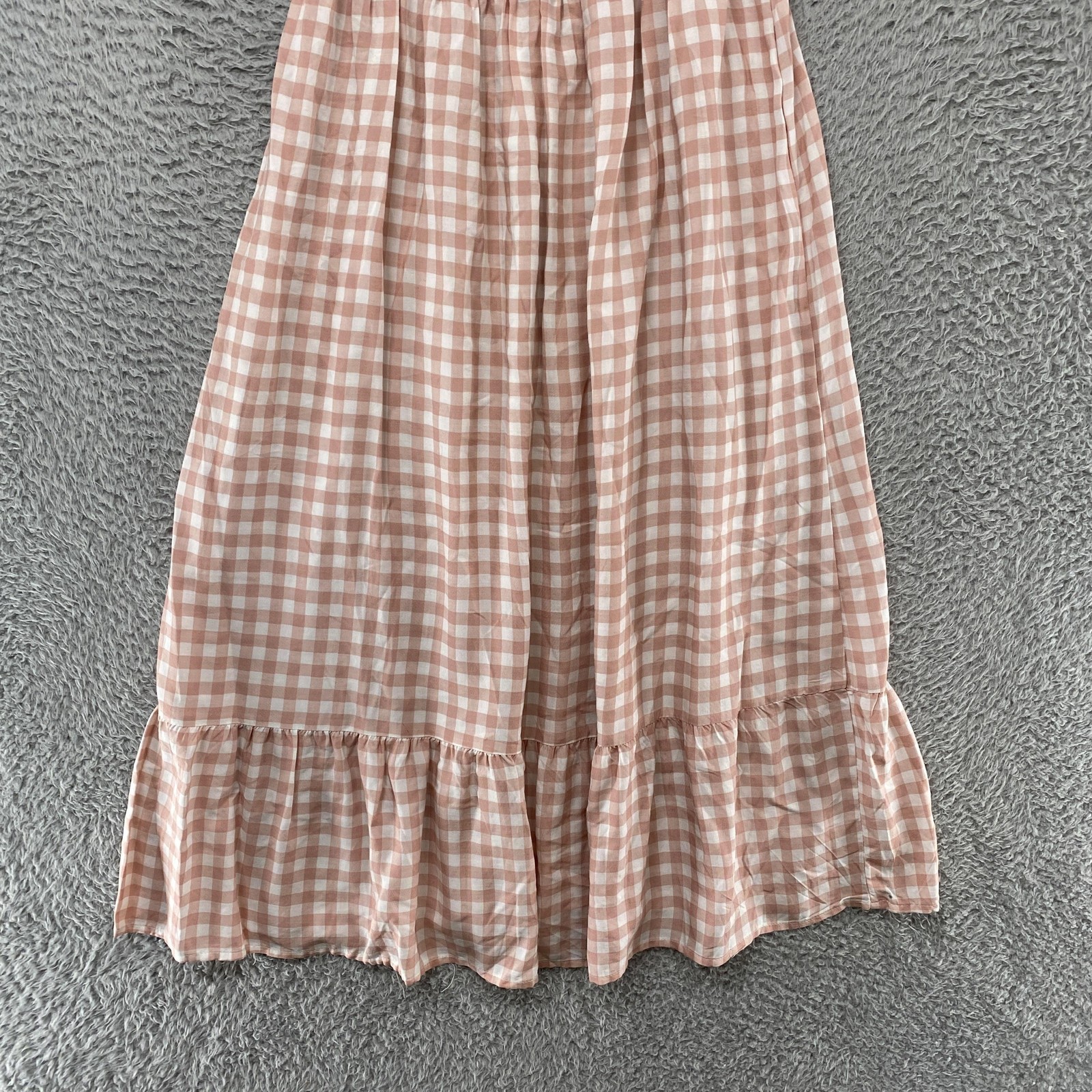 Lark + Grey Maxi Dress Womens PS Milkmaid Gingham Smocked Puff Sleeve Sundress