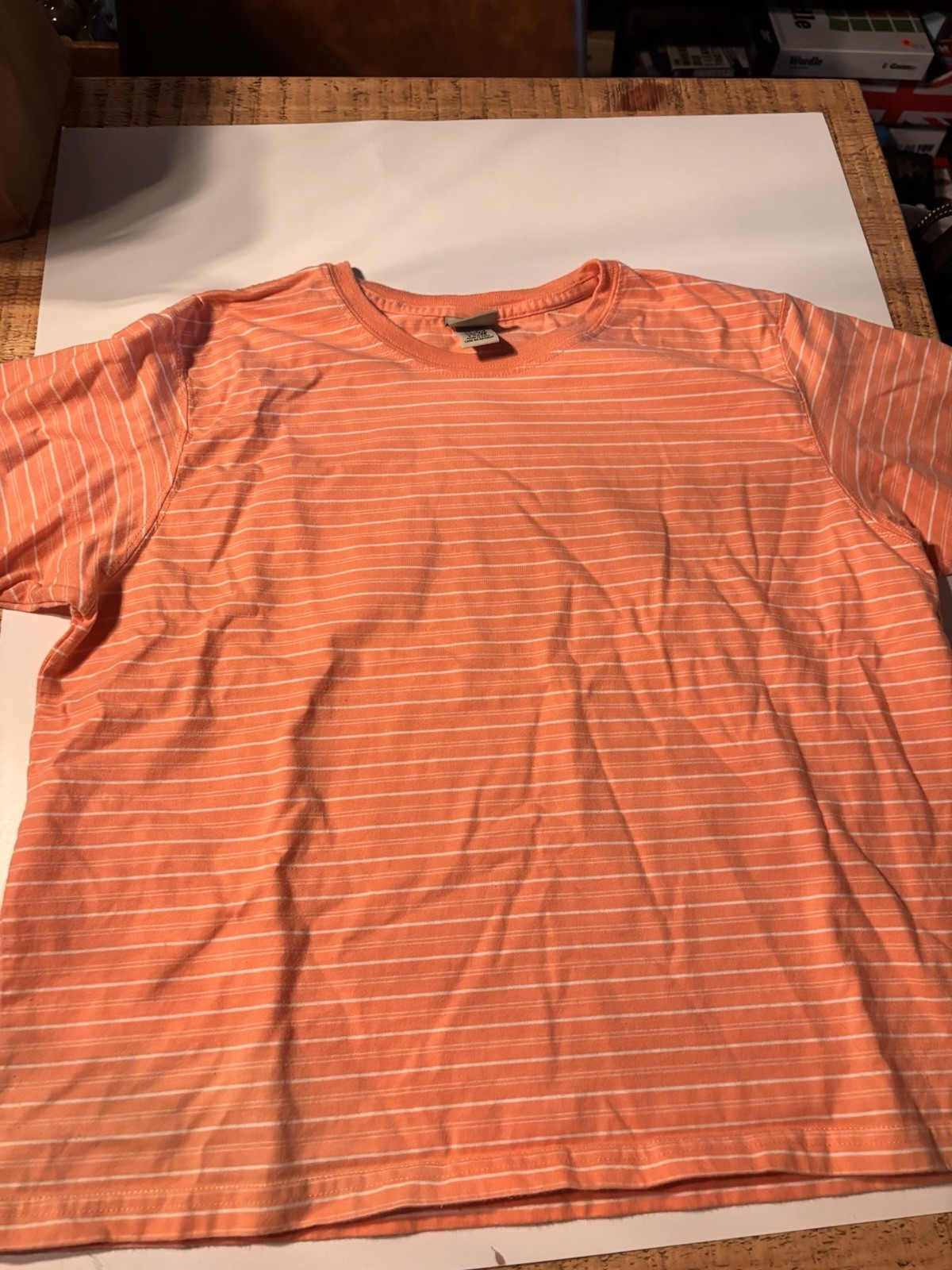 L.L.Bean Women’s Coral/White Striped 100% Cotton Short Sleeve T-Shirt M