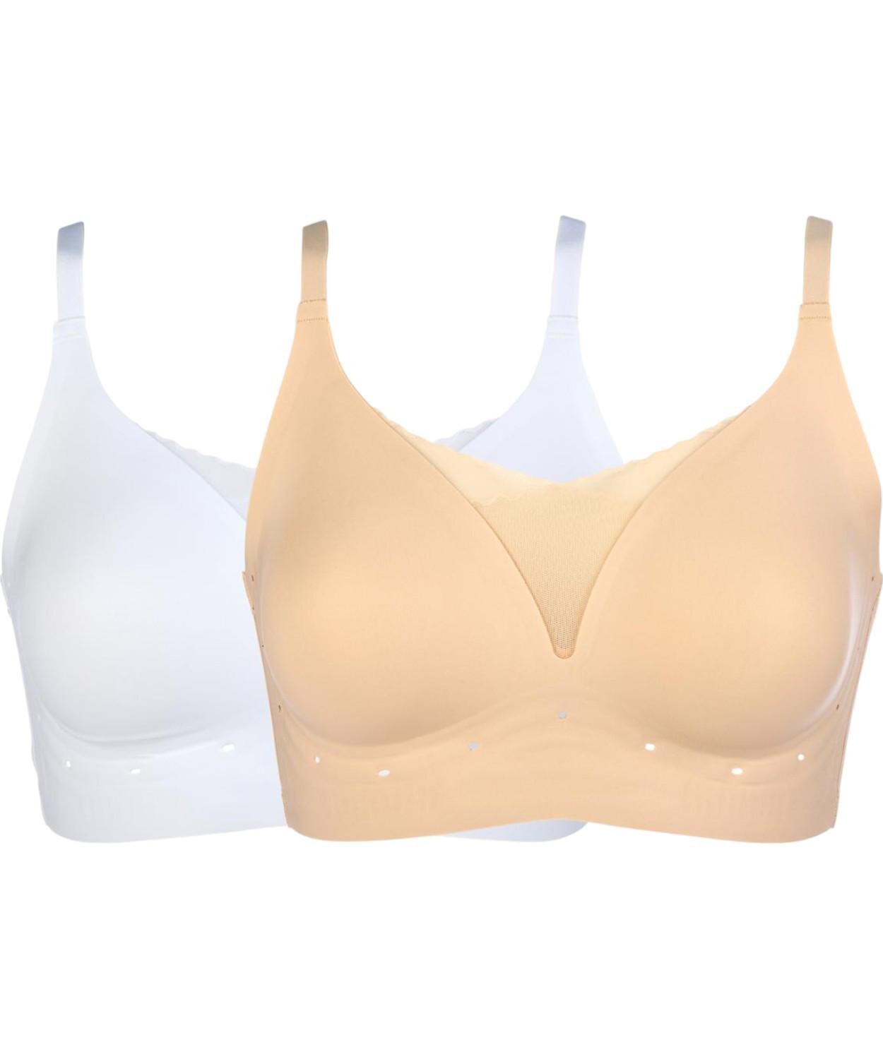 Rhonda Shear 2-pack Breathable Gel Support Bra White/Beige