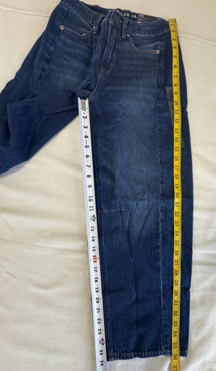 American Eagle Womens Dreamy Drape Barrel Mid Rise Blue Strigid Jeans NWT