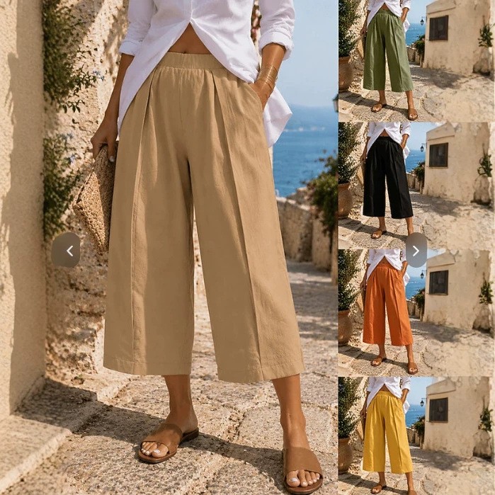 Solid-color Fashionable Loose-fitting Casual Wide-leg Pants