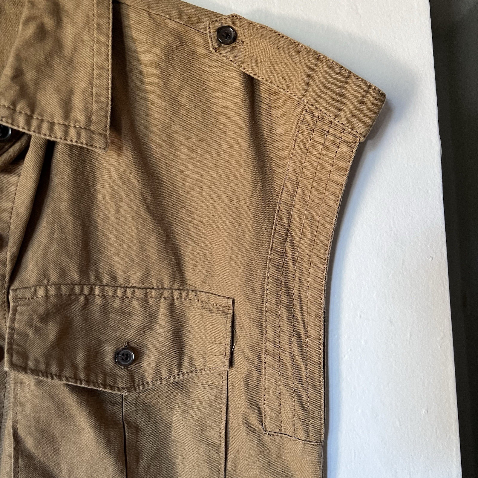 BANANA REPUBLIC FACTORY Khaki Linen Blend Utility Mini Dress Size S Belted