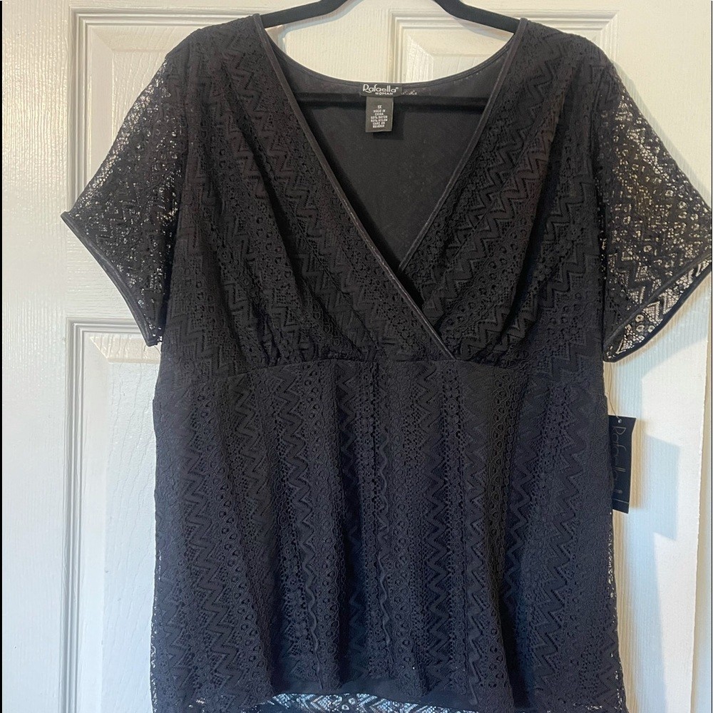 NWT – Rafaella – Knit Black V-Neck Top – Size 1X