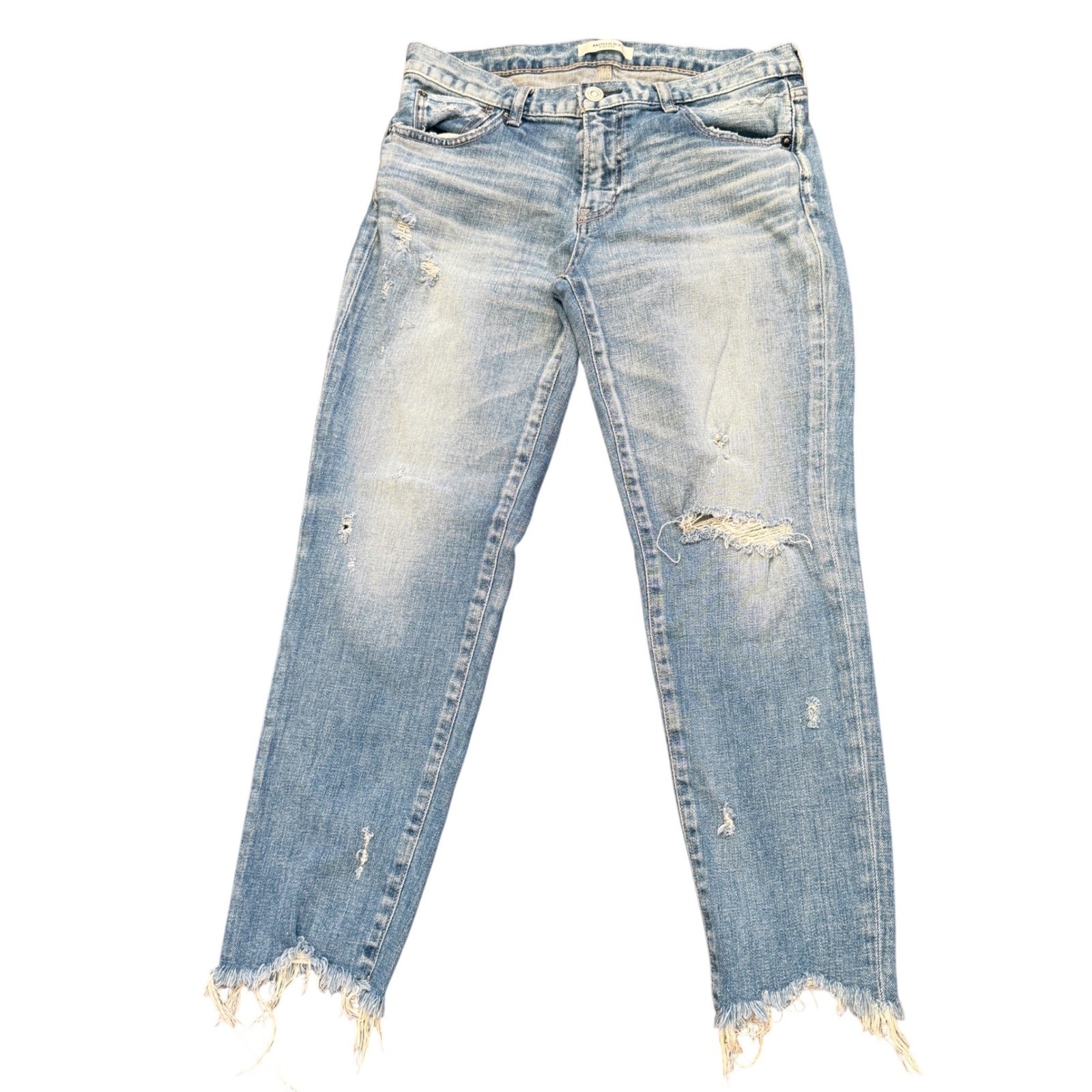 MOUSSY Vintage Distressed Straight Raw Hem Jeans 27 Japanese Designer Minimalist