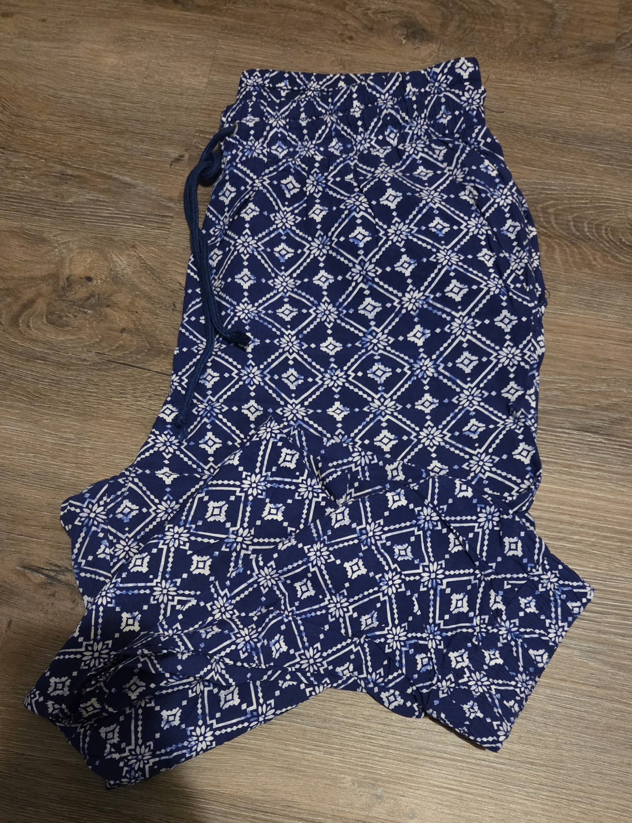 Forever 21 Womens Blue White Geometric Print Jogger Pants Casual Size M