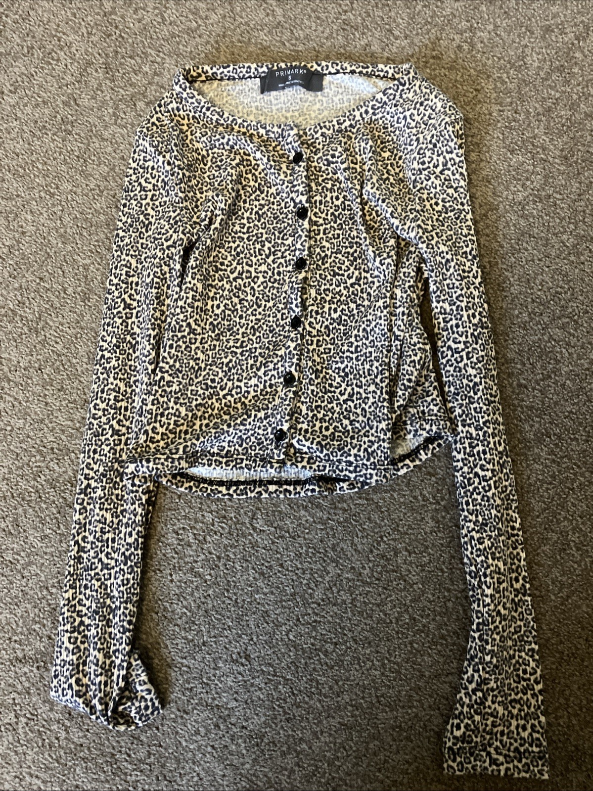 Leopard Print Primark Women’s Top Long Sleeved Button Up Small