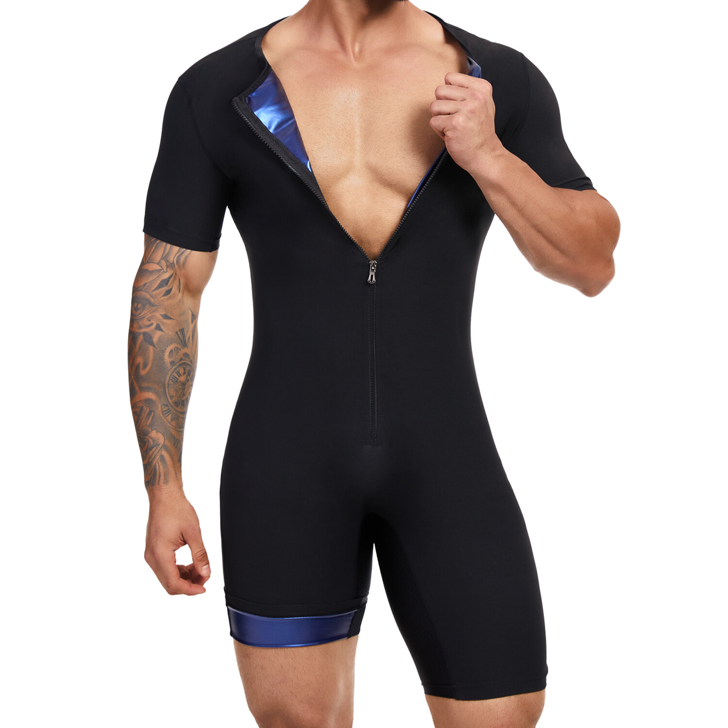 3 in 1 Mens Slimming Waist Trainer Vest Sauna Sweat Weight Loss Body Shaper Suit