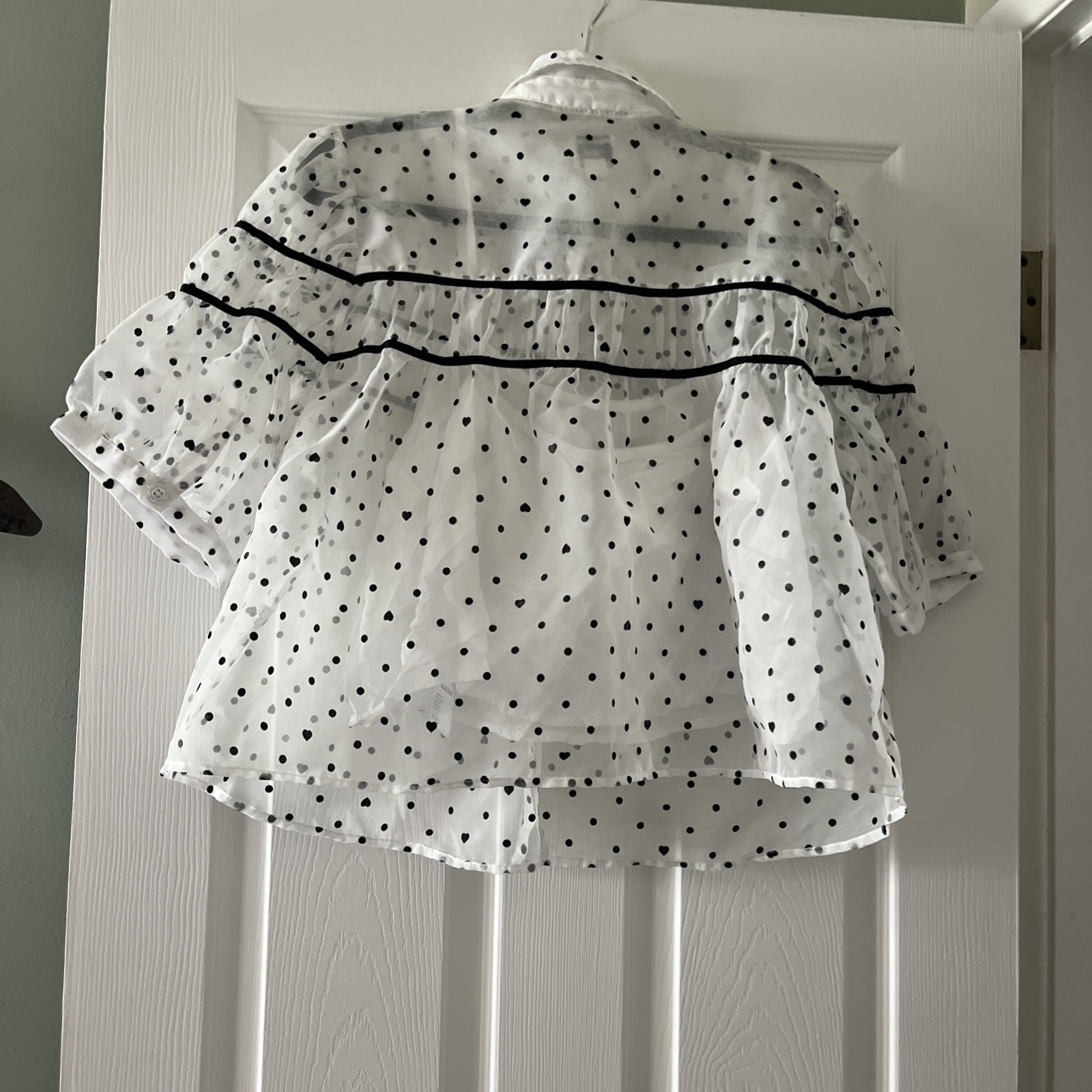 ANTHROPOLOGIE Maeve The Leandra Shirred Yoke Blouse Black & White XL