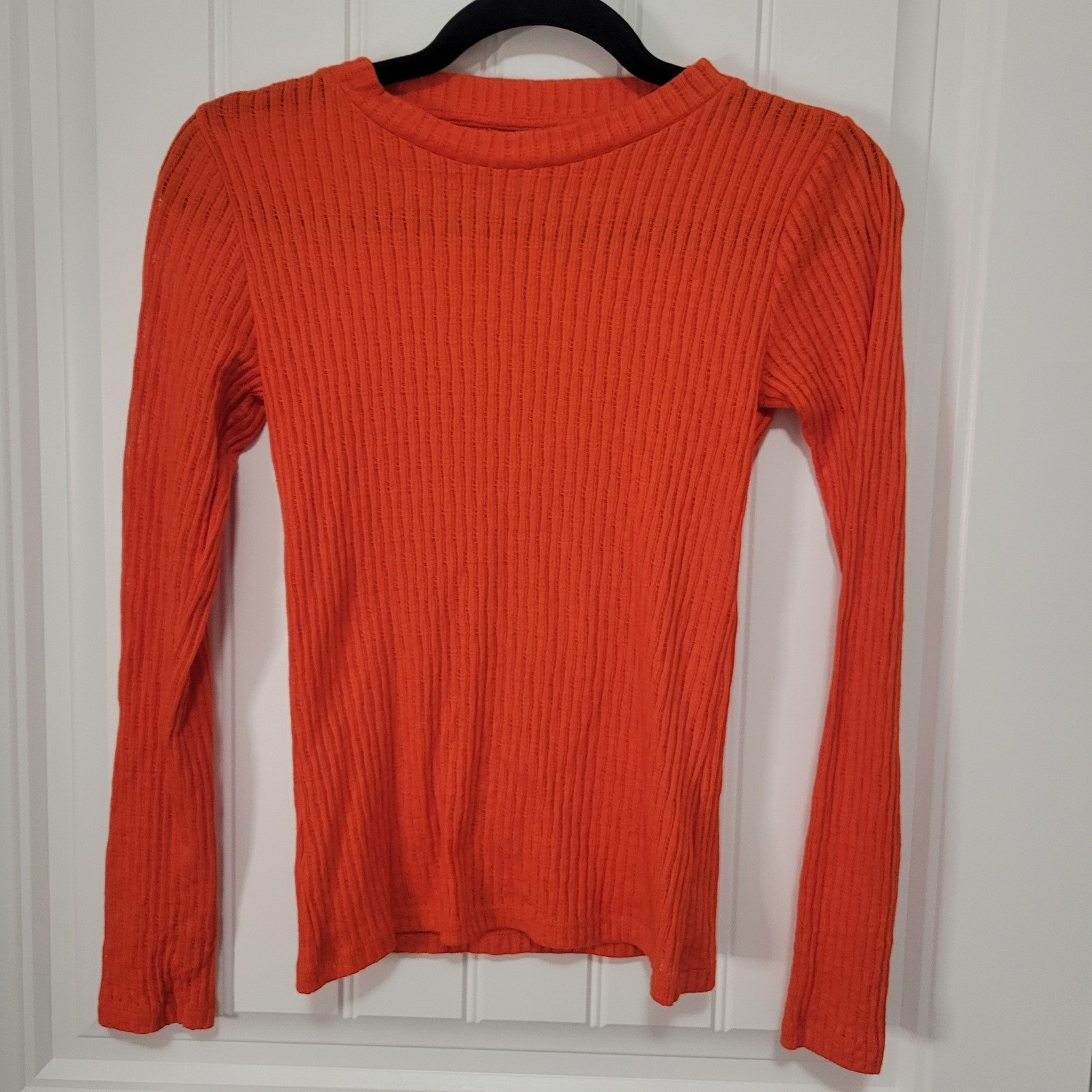 Pilcro XXS Orange Ribbed Long Sleeve Top Casual Knit Shirt Blouse