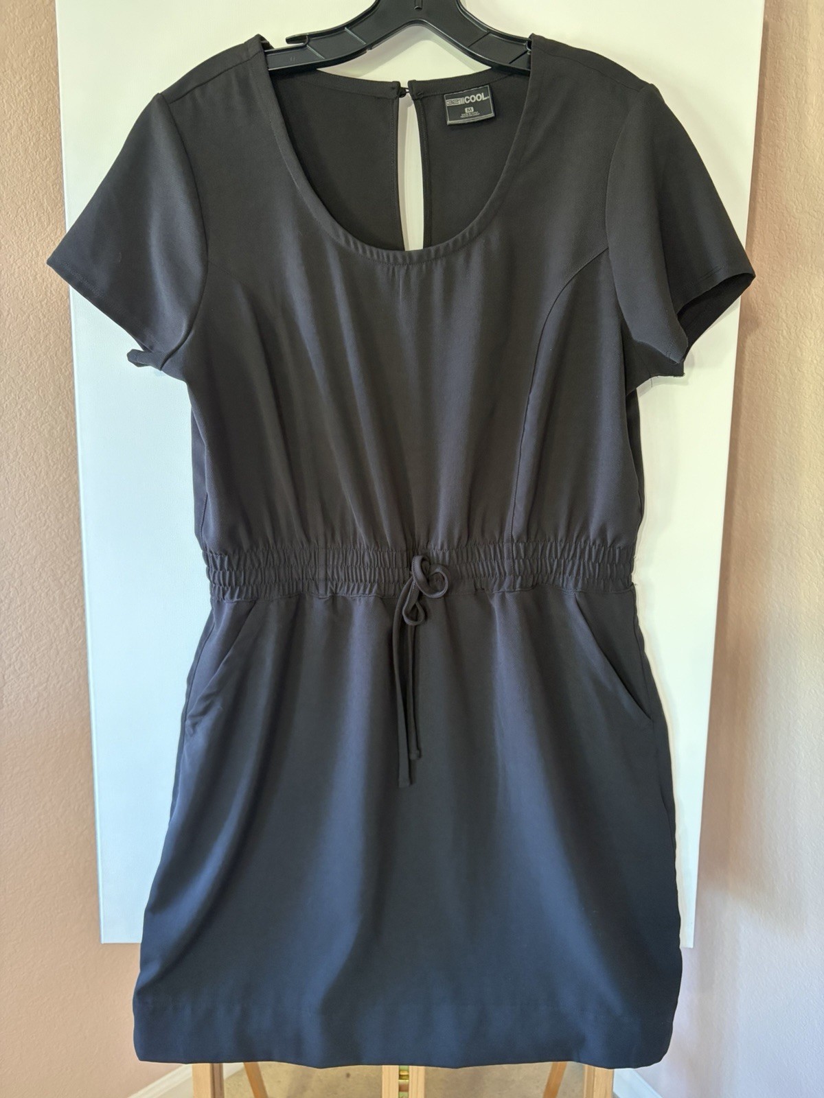 32 Degrees Cool Womens Black Soft Twill Dress Drawstring Waist Pockets M