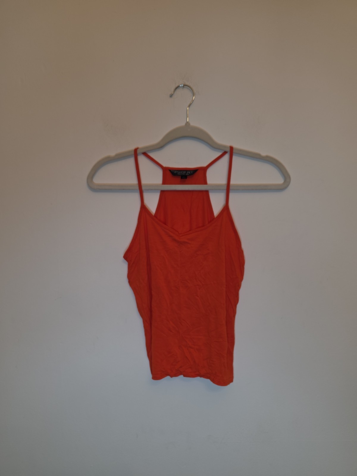 Topshop Bright Orange Floaty Vest Cami Petite Size 6 Summer Holiday Festival UK