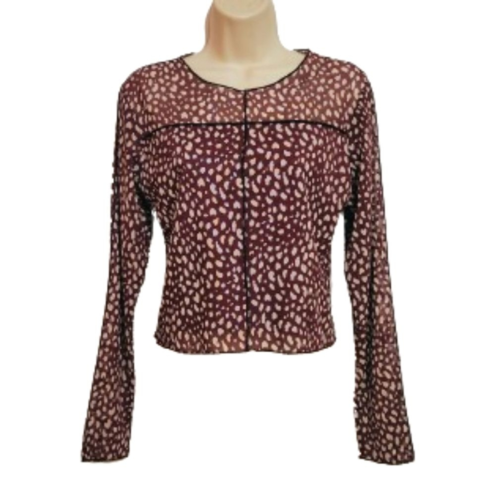 Kirious Los Angeles | NEW Printed Mesh Long Sleeve Cropped Top Purple X-Large