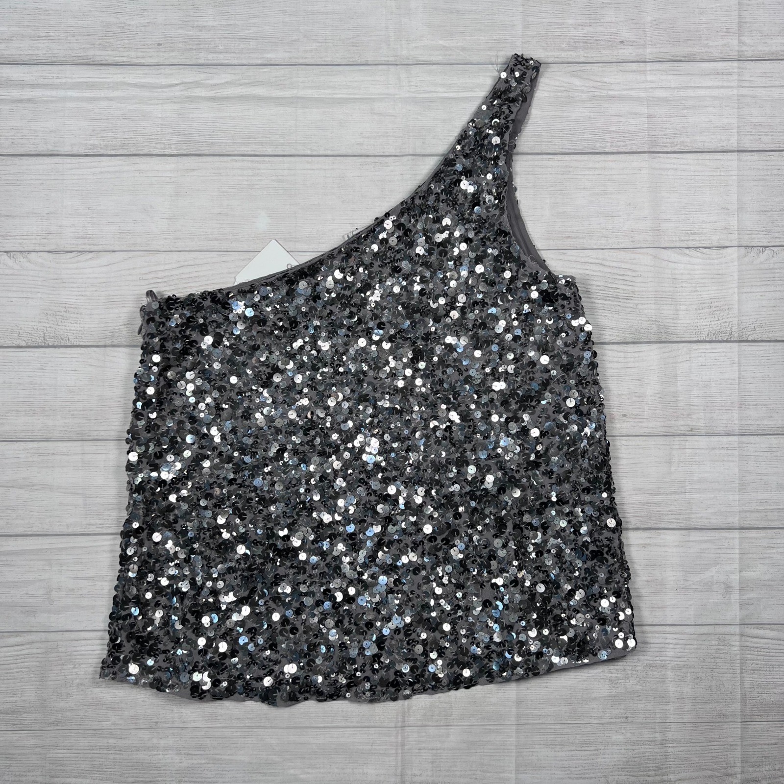 Joie Hedra Sequin One Shoulder Top Size Small Vintage Silver Sparkly Party NWT