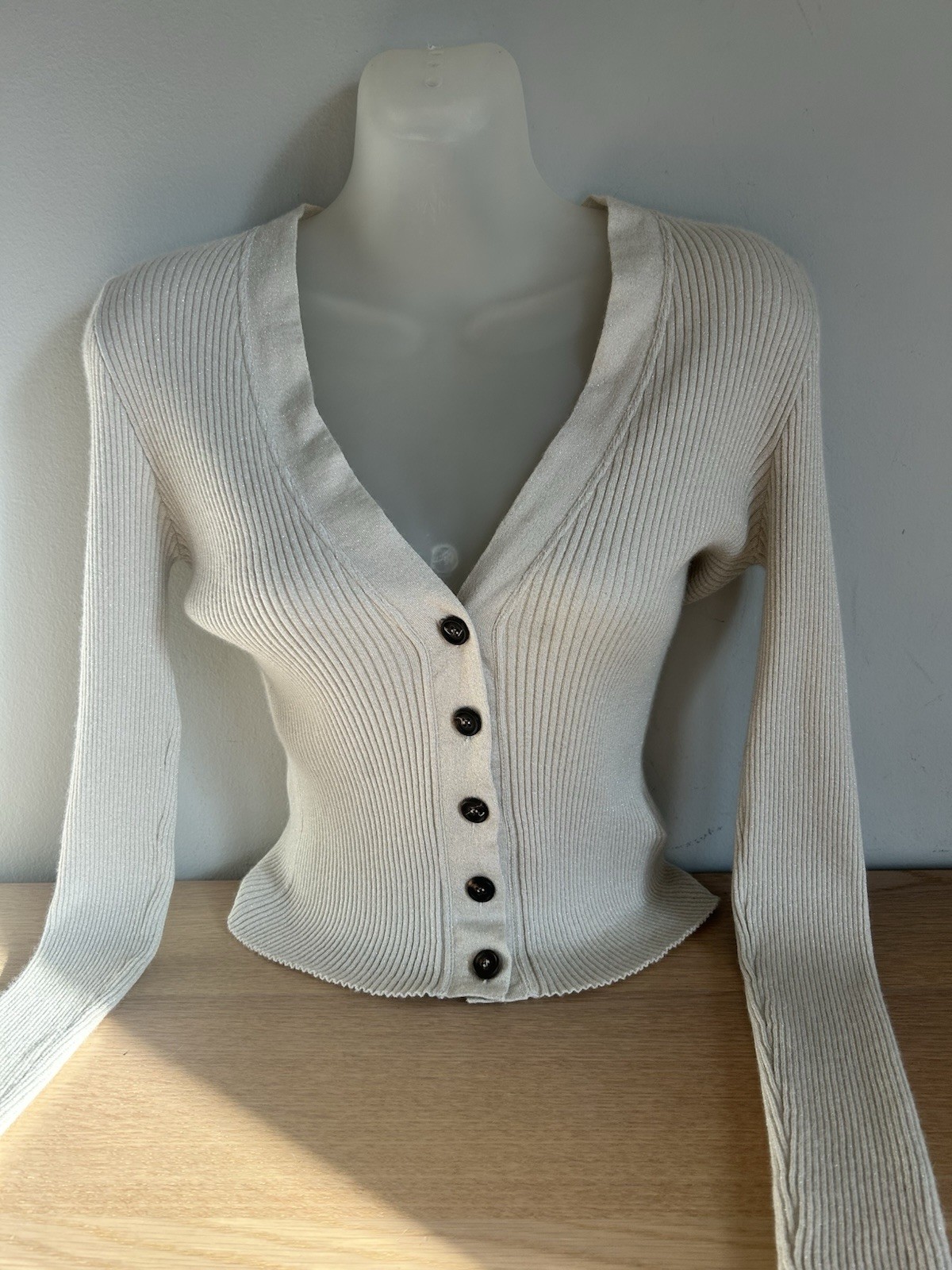 Brunello Cucinelli BeigeMetallic VNeck Sweater Small G2U